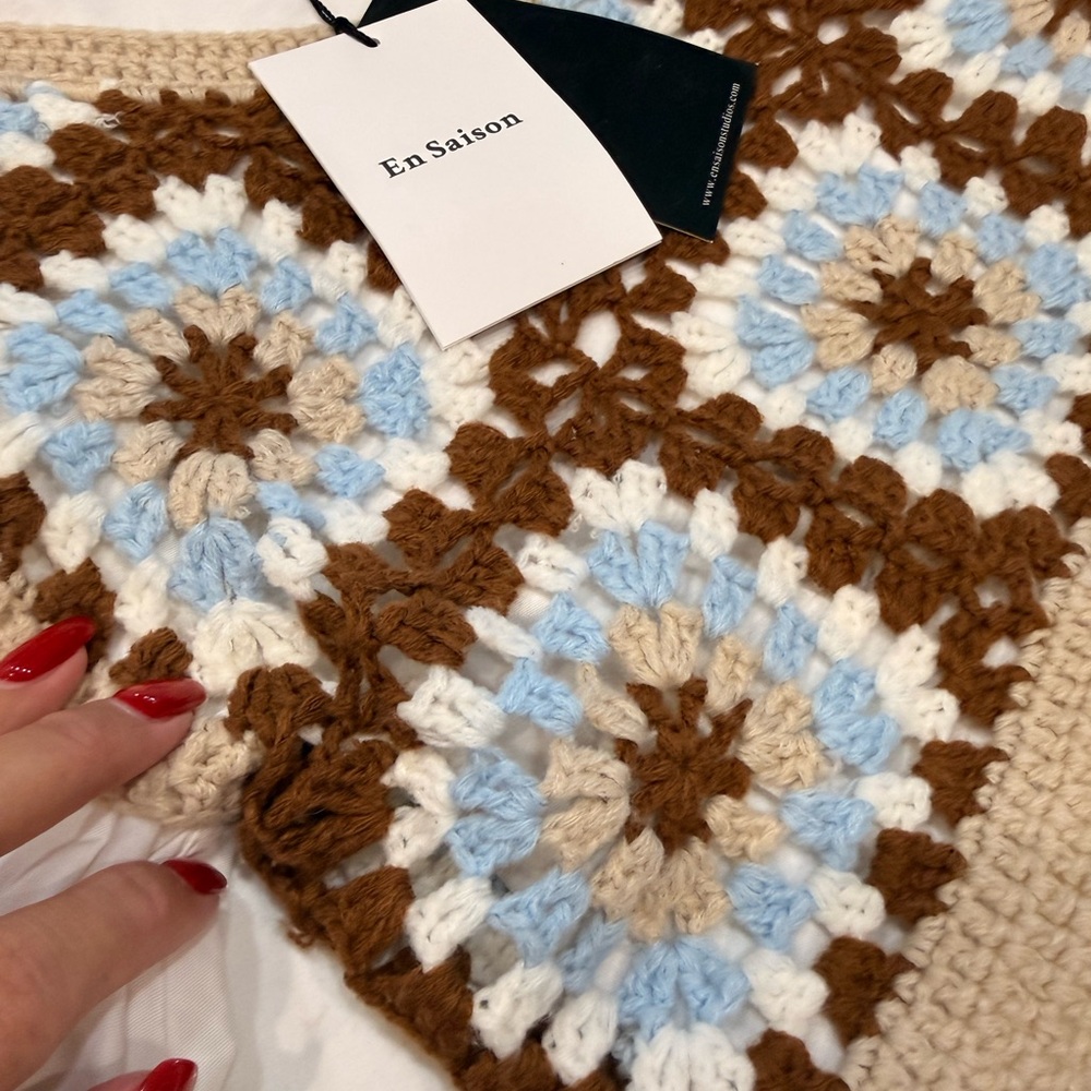 NWT - En Saison Evie Crochet Overlay Puff Sleeve A-Line Mini Dress - Medium - Picture 6 of 10